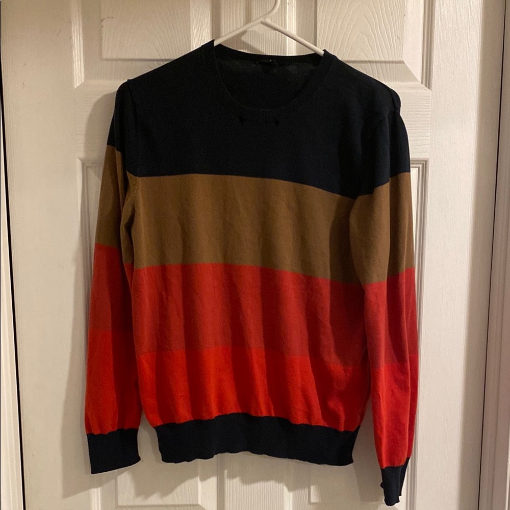 Gap Striped Sweater - Blue, Brown, Red Small Worn Y2K Grunge
